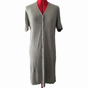 J. Jill linen blend button up knit dress olive green women's small